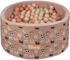 FLUMI personalizuotas kamuoliukų baseinas + 200 kamuoliukų, Bear rusvai gelsvas