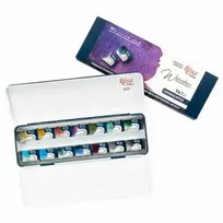 Akvarelinių granuliuojančių dažų rinkinys ROSA Gallery 14x2,5ml, metalinėje dėžutėje