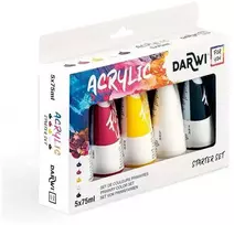 Akrilinių dažų rinkinys Darwi 5x75ml pagrindinės spalvos