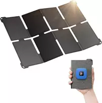 BigBlue saulės telefono įkroviklis 25 W, su USB-A ir USB-C, atsparus vandeniui IP68, sulankstomas