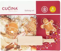 La Cucina MIRLI kepimo rinkinys vaikams, medinis kočėlas ir 3 formelės