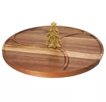 Lumarko Apvali užkandžių serviravimo lenta NEVESSA, dekoratyvinė eglutė, akacijos mediena, Ø 28 cm