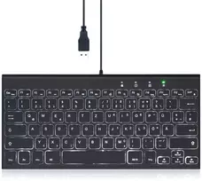 Klaviatūra Perixx Perixx PERIBOARD-429 DE, su laidu, USB mini klaviatūra su pašvietimu, juodas
