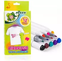Purškiami tekstiliniai flomasteriai AIRBRUSH TEXTIL, Jolly, 12 sp.