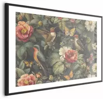 Artgeist Plakatas - Flowers, Birds, and Butterflies - vintage-style illustration