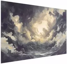 Artgeist Plakatas - Epic Play of Light: The Sun Battling for Dominance Over the Clouds