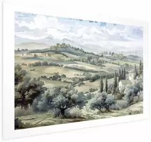 Artgeist Plakatas - Landscape with Sunny Žalias Fields