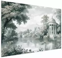 Artgeist Plakatas - Landscape with a Park and Lake in Retro Greens