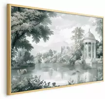 Artgeist Plakatas - Landscape with a Park and Lake in Retro Greens
