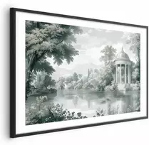 Artgeist Plakatas - Landscape with a Park and Lake in Retro Greens