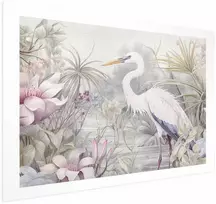 Artgeist Plakatas - Heron Wading in a Pond - illustration in light colors
