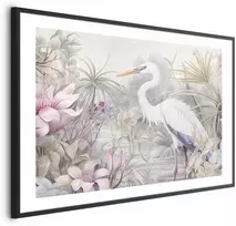 Artgeist Plakatas - Heron Wading in a Pond - illustration in light colors