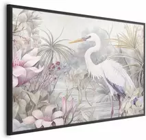 Artgeist Plakatas - Heron Wading in a Pond - illustration in light colors