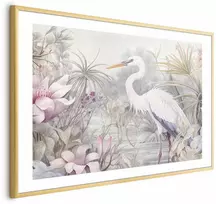 Artgeist Plakatas - Heron Wading in a Pond - illustration in light colors
