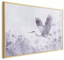 Artgeist Plakatas - Majestic Flight - crane in flight in a monochromatic, cool color palette