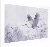Artgeist Plakatas - Majestic Flight - crane in flight in a monochromatic, cool color palette