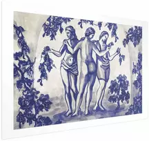 Artgeist Plakatas - Ancient Vineyard - three women in a portal painted in mėlynas ink
