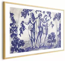 Artgeist Plakatas - Ancient Vineyard - three women in a portal painted in mėlynas ink