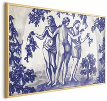 Artgeist Plakatas - Ancient Vineyard - three women in a portal painted in mėlynas ink