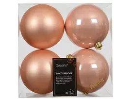 Nežinomas Eglutės žaisliukai, persikiniai, 10 cm, plastikas, 4 vnt.