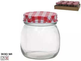 Stiklinis indas su languotu dangteliu 300 ml raudonas, 8x8x9 cm, KITCHEN&GO