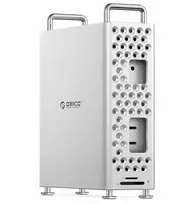 „Case Orico“ „MacMini M4“ korpusas su M2 diskų korpusu, NVMe, USB-A, kortelių skaitytuvu