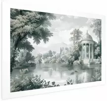 Artgeist Plakatas - Landscape with a Park and Lake in Retro Greens