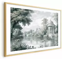 Artgeist Plakatas - Landscape with a Park and Lake in Retro Greens