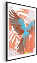 Artgeist Plakatas - Exotic Wings - parrot among abstract leaf patterns