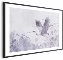 Artgeist Plakatas - Majestic Flight - crane in flight in a monochromatic, cool color palette