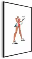 Artgeist Plakatas - Tennis Player with a Racket on a Baltas Background - Illustration
