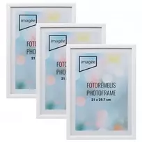 Nuotraukų rėmelis Nuotraukų Rėmeliai - Imagee 21x30 Cm 3 Vnt. Plastikinis Rėmas 14mm Profilis Balta