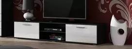 TV staliukas Cama Meble RTV spintelė SOHO 180 juoda/balta blizgi