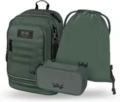 Baagl ergonominė mokyklinė kuprinė mergaitėms, trijų dalių rinkinys, 29 l, Grove dizainas