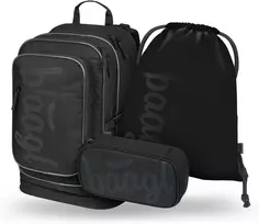 Baagl ergonomiška mokyklinė 3 dalių kuprinės rinkinys, juoda, 29 l, 15 colių nešiojamam kompiuteriui