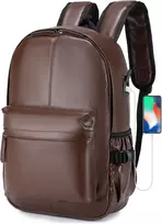 SPAHER dirbtinės odos kuprinė su USB, 25 l, 40 x 30 x 20 cm, nešiojamam kompiuteriui 15,6 colio, 1B030-PU-Brown