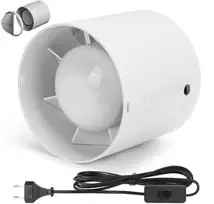 Xiiw Kanalinis ventiliatorius, 100 mm skersmens, 130 m³/h, su 3 m laidu ir jungikliu, tylus veikimas