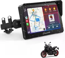 Carpuride universali 7 colių vandeniui atspari GPS navigacijos sistema motociklams su lietimui jautriu ekranu, Bluetooth, CarPlay ir Android Auto palaikymu, MC-702