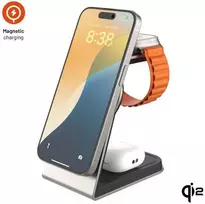 FIXED 3-in-1 Mag ALU Qi2 wireless MagSafe charging station, titanium
