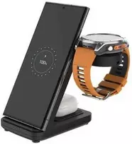 Fixed 3-in-1 wireless charging station for Garmin watch, juodas