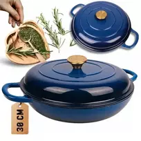 Atusa Žemai emaliuotas ketaus puodas HAGE 30 cm 3L mėlynas