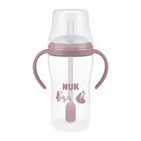 NUK Perfect Match lavinamasis kūdikių buteliukas su šiaudeliu MEŠKIUKAS 260 ml