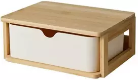 Bathroom Solutions Bamboo Organizatorius su stalčiumi VAKKO, bambukas ir melaminas, 19,5 x 14,8 cm