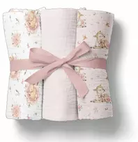 Bocioland 3039 Vystyklai MUŚLINOWE 70X70 3-PACK RÓŻ BL303