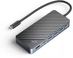 Orico 8w1 USB-C su obudową M.2 NVMe/SATA, USB-A/C 10Gbps, HDMI 4K, PD 100W, RJ45