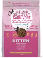 Schesir Born Carnivore, sausas maistas, dla kociąt, vištiena su jajkiem, 1,25 g, maišelis