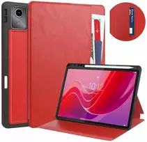 Dėklas na tablet 4kom.pl Odinis dėklas su kieszeniami do Lenovo Tab M11 10.95 TB330FU TB330XU TB331FC, raudona