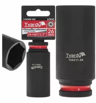 „Tvardy“ ilga smūginė galvutė 1/2 colio šešiakampė 26 mm CR-MO (6/36)