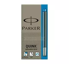 Rašalo kapsulės Parker Quink, ilgos, 5vnt, šviesiai mėlynos spalvos