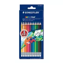 Spalvoti pieštukai, ištrinami, su trintuku STAEDTLER NORIS CLUB, 12 spalvų